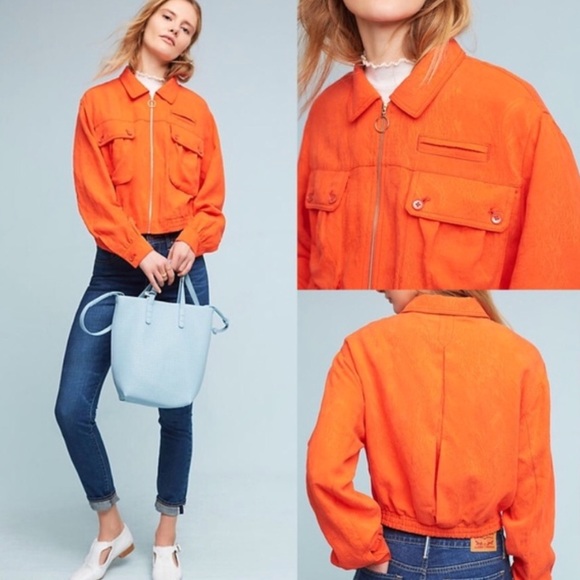 Anthropologie Jackets & Blazers - Anthropologie Orange Bomber Jacket